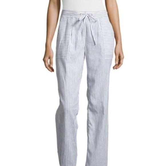 Laundry by Shelli Segal Cape Cod Linen Blend Striped Pants  Women’s Size 8 - Picture 1 of 11